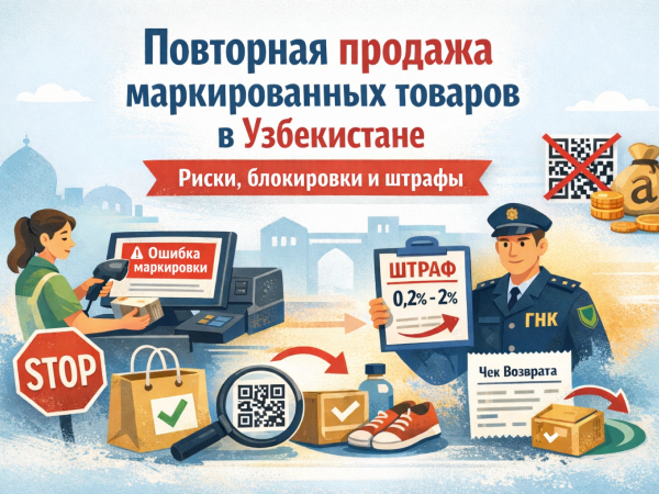 Повторная продажа маркированных товаров в Узбекистане: риски, блокировки и как избежать штрафов